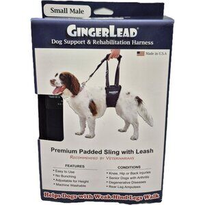 Gingerlead Dog Support & Rehabilitation Harness Small Male Padded Sling Black